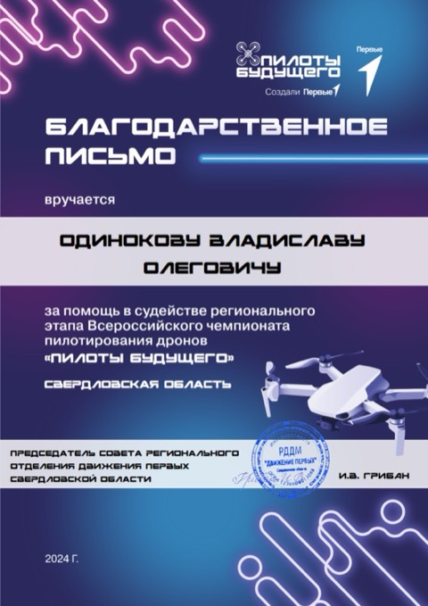 Благодарность за судейство · «Пилоты будущего» (2024)